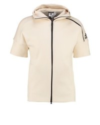 hellbeige Pullover mit einem Kapuze von adidas