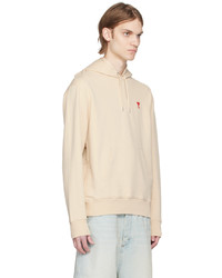 hellbeige Pullover mit einem Kapuze von AMI Alexandre Mattiussi