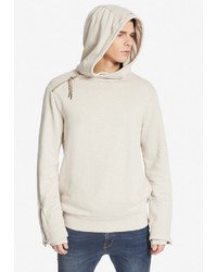 hellbeige Pullover mit einem Kapuze von khujo