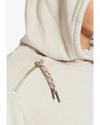 hellbeige Pullover mit einem Kapuze von khujo