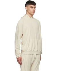 hellbeige Pullover mit einem Kapuze von Les Tien