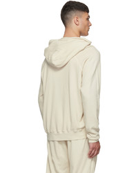 hellbeige Pullover mit einem Kapuze von Les Tien