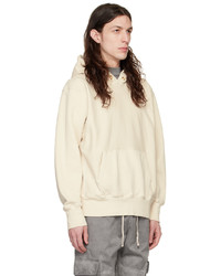 hellbeige Pullover mit einem Kapuze von Les Tien