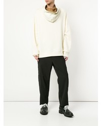 hellbeige Pullover mit einem Kapuze von Raf Simons