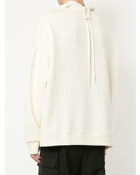 hellbeige Pullover mit einem Kapuze von Raf Simons