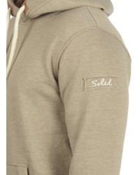 hellbeige Pullover mit einem Kapuze von Solid