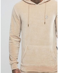 hellbeige Pullover mit einem Kapuze von Criminal Damage