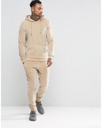 hellbeige Pullover mit einem Kapuze von Criminal Damage