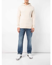 hellbeige Pullover mit einem Kapuze von John Elliott