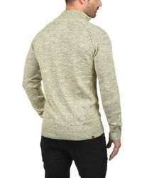 hellbeige Pullover mit einem Reißverschluss am Kragen von BLEND