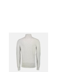 hellbeige Pullover mit einem Reißverschluss am Kragen von LERROS
