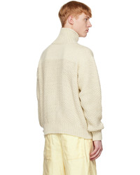hellbeige Pullover mit einem Reißverschluß von Jil Sander
