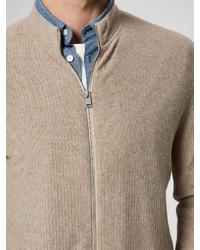 hellbeige Pullover mit einem Reißverschluß von Selected Homme