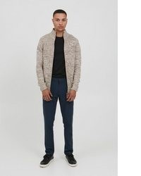 hellbeige Pullover mit einem Reißverschluß von Solid