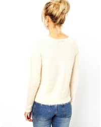 hellbeige Pullover mit einem Rundhalsausschnitt mit Blumenmuster von Asos