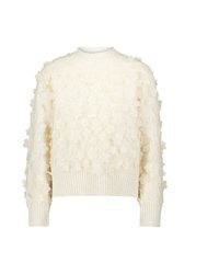 hellbeige Pullover mit einem Rundhalsausschnitt mit Blumenmuster von Zero