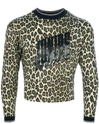 hellbeige Pullover mit einem Rundhalsausschnitt mit Leopardenmuster von Jean Paul Gaultier