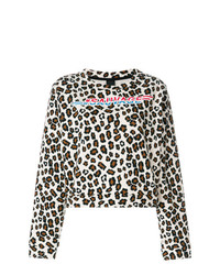 hellbeige Pullover mit einem Rundhalsausschnitt mit Leopardenmuster von Pinko