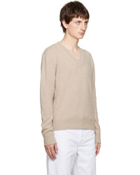 hellbeige Pullover mit einem Rundhalsausschnitt von AMI Alexandre Mattiussi