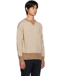 hellbeige Pullover mit einem Rundhalsausschnitt von Tanaka