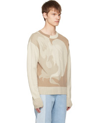 hellbeige Pullover mit einem Rundhalsausschnitt von Feng Chen Wang