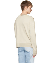 hellbeige Pullover mit einem Rundhalsausschnitt von Feng Chen Wang