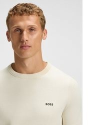 hellbeige Pullover mit einem Rundhalsausschnitt von Boss Green