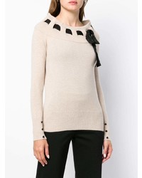 hellbeige Pullover mit einem Rundhalsausschnitt von Blumarine