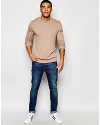 hellbeige Pullover mit einem Rundhalsausschnitt von Asos