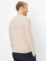 hellbeige Pullover mit einem Rundhalsausschnitt von Brax