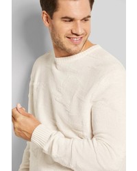 hellbeige Pullover mit einem Rundhalsausschnitt von Bugatti