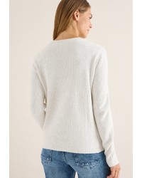 hellbeige Pullover mit einem Rundhalsausschnitt von Cecil