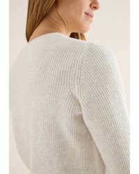 hellbeige Pullover mit einem Rundhalsausschnitt von Cecil