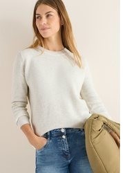 hellbeige Pullover mit einem Rundhalsausschnitt von Cecil
