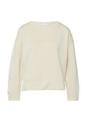 hellbeige Pullover mit einem Rundhalsausschnitt von Comma
