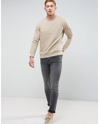 hellbeige Pullover mit einem Rundhalsausschnitt von Brave Soul