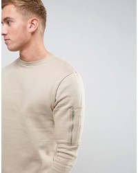 hellbeige Pullover mit einem Rundhalsausschnitt von Brave Soul