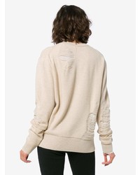 hellbeige Pullover mit einem Rundhalsausschnitt von Helmut Lang