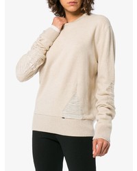 hellbeige Pullover mit einem Rundhalsausschnitt von Helmut Lang