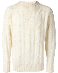 hellbeige Pullover mit einem Rundhalsausschnitt von Drumohr