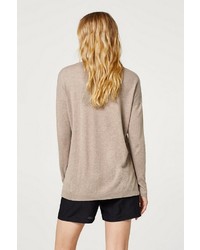 hellbeige Pullover mit einem Rundhalsausschnitt von edc by Esprit