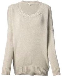 hellbeige Pullover mit einem Rundhalsausschnitt von Hache