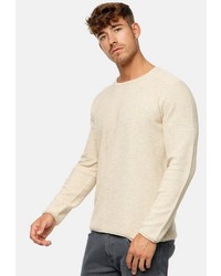 hellbeige Pullover mit einem Rundhalsausschnitt von INDICODE