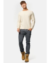 hellbeige Pullover mit einem Rundhalsausschnitt von INDICODE