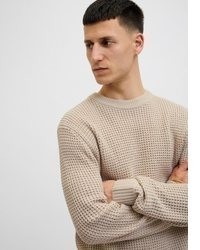hellbeige Pullover mit einem Rundhalsausschnitt von Jack & Jones