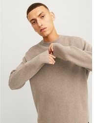 hellbeige Pullover mit einem Rundhalsausschnitt von Jack & Jones