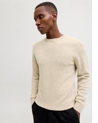 hellbeige Pullover mit einem Rundhalsausschnitt von Jack & Jones