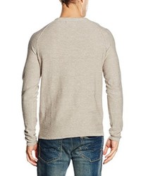 hellbeige Pullover mit einem Rundhalsausschnitt von JACK & JONES PREMIUM