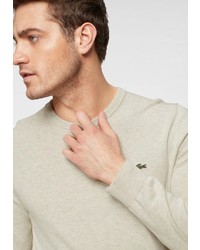 hellbeige Pullover mit einem Rundhalsausschnitt von Lacoste