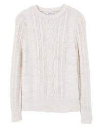 hellbeige Pullover mit einem Rundhalsausschnitt von Mango